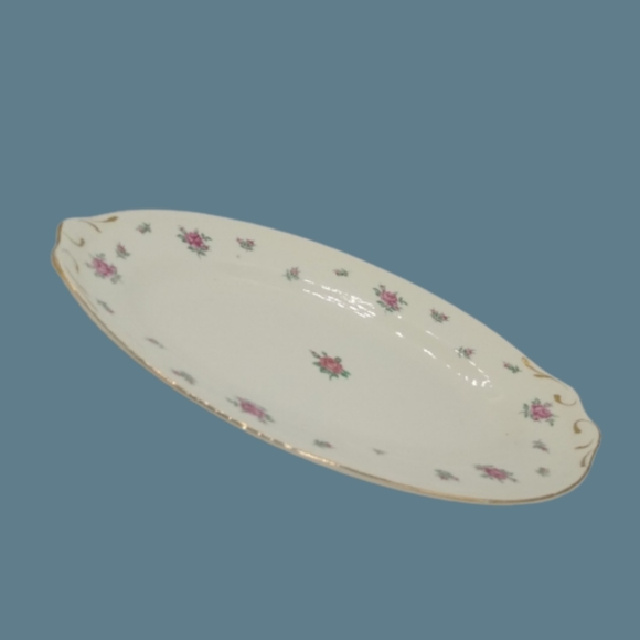 Vintage Homer Laughlin Rambler Rose Oval Tray | 1930s Eggshell Georgian - Picture 2 of 10